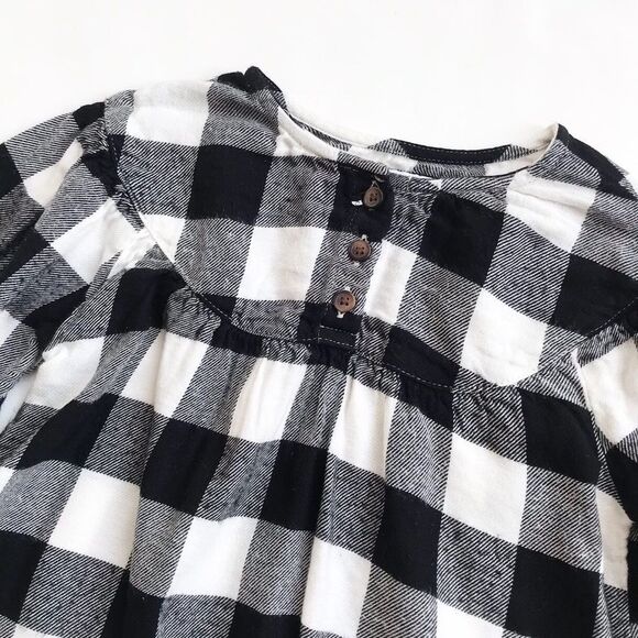 Old Navy black/white Buffalo plaid top/tunic EUC 4T - Picture 2 of 5